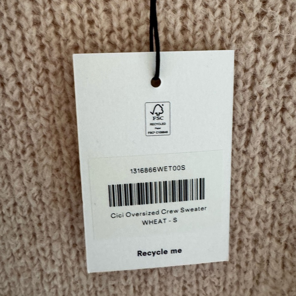 Reformation Cici Oversized Crew Sweater Natural - Size S - Picture 8 of 15
